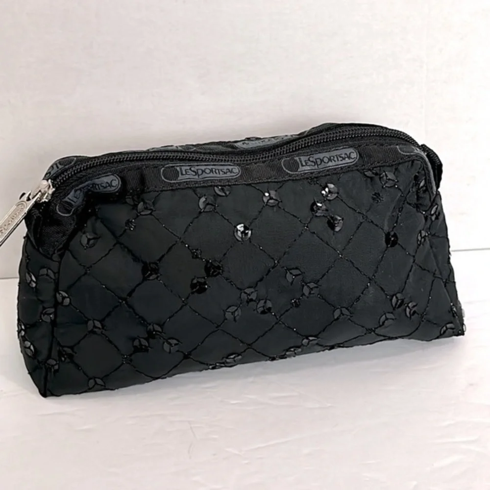 LeSportsac Black with sequins Cosmetic Bag small